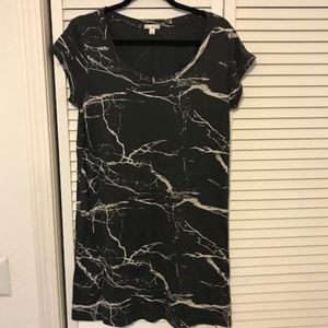 Deep Grey and White Marbled T-Shirt Dress